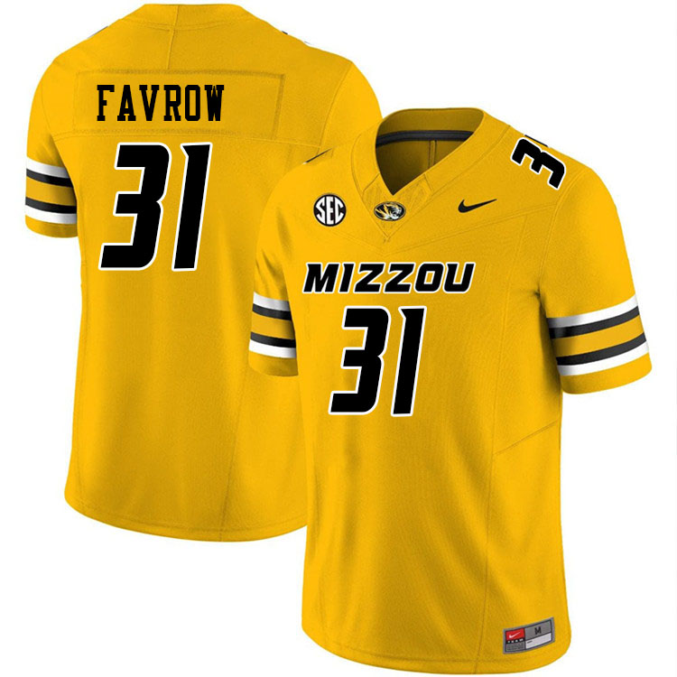 Men #31 Anthony Favrow Missouri Tigers College Football Jerseys Stitched-Gold